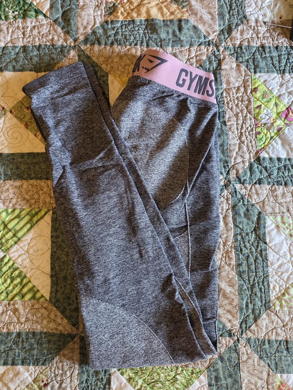 BUNDLE Gymshark Gray Leggings with Pink Branded Waistband
